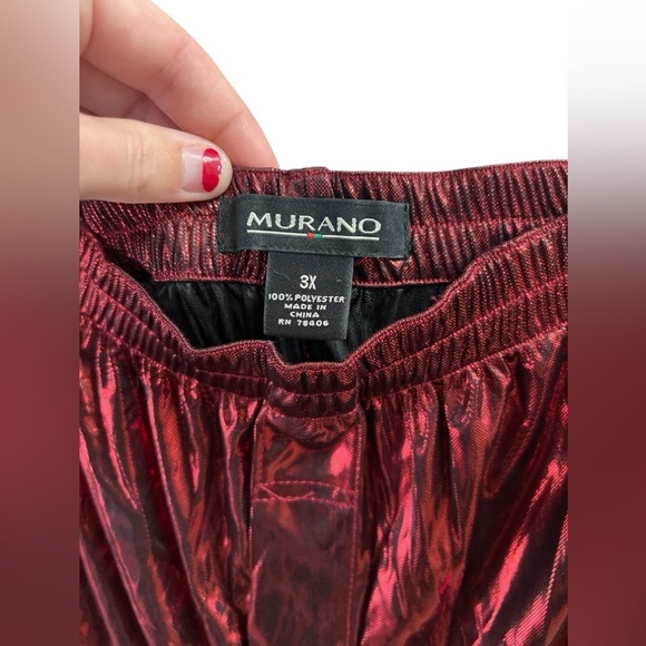 Murano red gloss sparkle metallic high waisted shorts - Picture 2 of 3